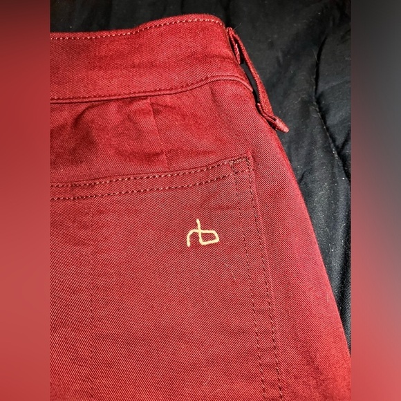 RARE rag & bone x Intermix Limited Edition DARK RED Jeans w/ Faux Leather Panel - Picture 6 of 10